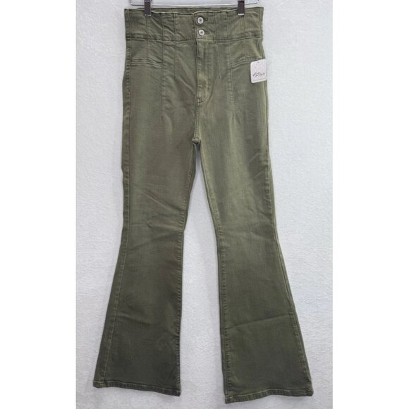 Free People We The Free Jayde Flare Jeans in Green Size 29 NWT - Picture 1 of 10